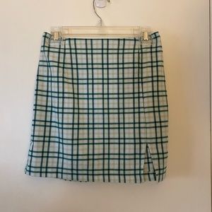 Mint Plaid Mini Pencil Skirt